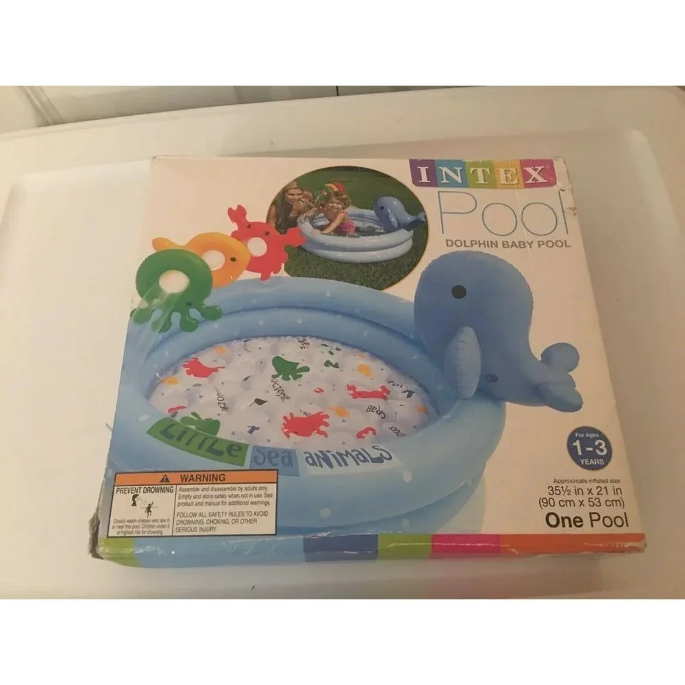 New Intex Dolphin Inflatable Pool with Colorful Rings for Babies and‎ Toddlers
